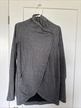 lululemon athletica Heather Gray Wrap-Front Funnelneck Sweater